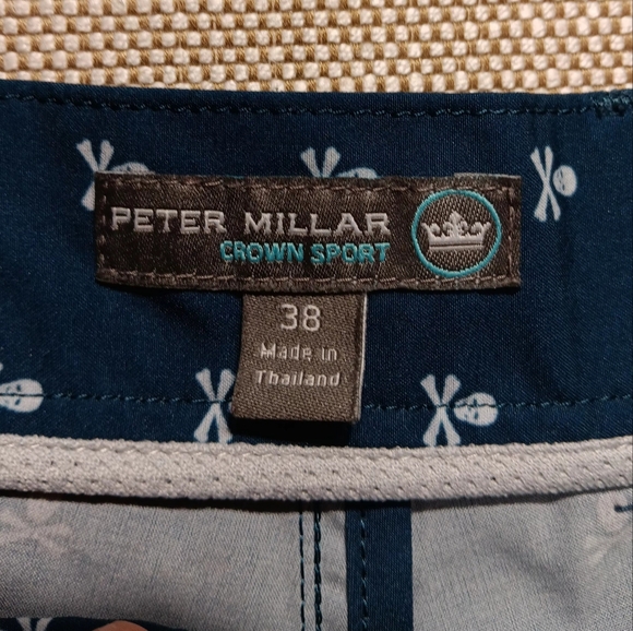 Peter Millar Crown Sport Golf shorts, 38 w/ 9" inseam, Blue w/ ☠️, Great Cond. - Picture 2 of 4
